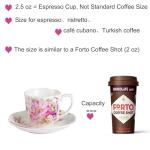 GuangYang 12 Pieces (Tiny Style) Espresso Cups and Saucers，2.5 ounce/80ml，Set of 6,Mini Premium Porcelain Coffee Cup Set, Fancy Flower Pattern Design