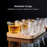 kanpura 2.3 Oz / 70 ml Clear Small Glass Teacups Japanese Tea Cup no Handles Chinese kung Fu Tea Cups for Drinking Tea, Wine whisky Liquor and Spirits Water,Set of 6