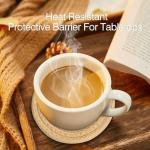 4.8" Khaki Cotton Coasters for Drinks Set of 2 – Absorbent Woven Drink Pads for Coffee & Tea, Boho Minimalist Cup Mats for Desk, Nightstand, Table, Giftable Neutral Coaster Set for Home or Office