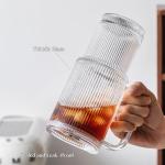 INSETLAN 26oz Ribbed Glass Tumbler with Handle & Lid – 2-Pack Large Iced Coffee Cups with Straws, Modern Glass Mug for Cold & Hot Beverages, Aesthetic Travel Cup for Smoothies, Tea, and Juice