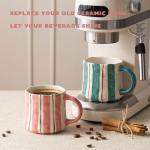 DELIGHTS GALORE Striped Ceramic Coffee Mugs Set - 2 Pack, Pink & Green，Perfect for Morning Brew or Tea and Cocoa - for Coffee Lovers