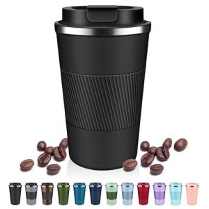 DUBUXW Insulated Coffee Tumblers with Flip Lid 12oz / 17oz, Stainless Steel Travel Coffee Mug Leak Proof, Vacuum Insulated Coffee Mug Reusable Cup, Keeps Cold and Hot for Coffee Tea