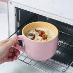 Arawat 21oz Yellow Soup Bowls Microwave Safe with Handles Spoon and Coaster Large Coffee Mug XXL Coffee Mugs Big Ceramic Tea Cups Cappuccino Cup Gift Birthday Gifts for Women and Men