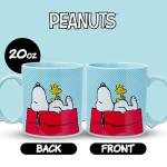 Silver Buffalo Peanuts Snoopy and Woodstock House Blue Dot Background Jumbo Ceramic Coffee Mug, 20 Ounces