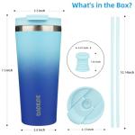 BJPKPK 22oz Insulated Tumbler With lid And Straw Stainless Steel Tumblers Travel Coffee Mug Reusable Thermal Cup,Sky