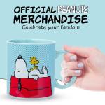 Silver Buffalo Peanuts Snoopy and Woodstock House Blue Dot Background Jumbo Ceramic Coffee Mug, 20 Ounces