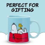 Silver Buffalo Peanuts Snoopy and Woodstock House Blue Dot Background Jumbo Ceramic Coffee Mug, 20 Ounces