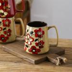 DRNKNSTX 24oz/710ml Large Ceramic Coffee Mug with Handle,Hand Painted Vintage Floral Big Coffee Cup,Tall Tea Cup for Office and Home,Extra Large Ceramic Coffee Mug,Microwave and Dishwasher Safe