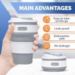 2-Pack Collapsible Coffee Cup Reusable – 12oz Leakproof Travel Coffee Mug, Silicone, Foldable & Portable for Hiking, Camping, Office | Lightweight, Heat-Resistant, Easy to Clean, Outdoor & Travel Cup