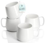 Teocera 16oz Ceramic Coffee Mugs Set of 4 – Stackable Latte Cups, Microwave, Dishwasher & Oven Safe – Ideal for Coffee, Cappuccino, Hot Chocolate, Housewarming Gifts，White