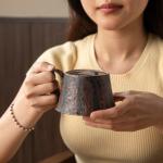 Handmade Ceramic Coffee Mug, 5.5 ounces Pottery Coffee Mugs, Handmade Kiln Glazed Coffee Mug,Unique Uneven Surface Tea cup for Office and Home, Microwave and Dishwasher Safe, Gifts for Women & Men