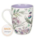 Christian Art Gifts Inspirational Ceramic Coffee & Tea Mug for Women: Amazing Grace, Cute Encouraging Lead-free Microwave & Dishwasher Safe Drinkware, White & Lavender Purple Multicolor Floral, 12 oz.