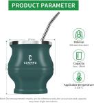 Cuopru Yerba Mate Cup - Mate Gourd Set Includes Double Walled Stainless Steel Tea Cup, Tea Shaper set, Bombilla Straws, Cleaning Brush (Silver)