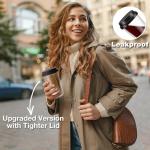 Qipecedm 2 Packs Double Walled Glass Coffee Mugs with Silicone Lids, 12 OZ Reusable Glass Coffee Cups, Insulated Coffee Mugs, Cappuccino,Tea,Latte,Iced Coffee Cups, Glass Travel Mug, Heat Resistant