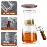 Glass Tea Cup with Infuser and Lid, Tea Mug with Tea Infuser for Loose Leaf Tea, 18.6oz/550ml, Microwave & Dishwasher Safe Gift for Family