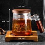 Glass Tea Cup with Infuser and Lid, Tea Mug with Tea Infuser for Loose Leaf Tea, 18.6oz/550ml, Microwave & Dishwasher Safe Gift for Family