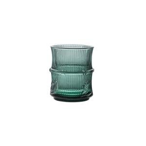 RabyLeo 1 piece of Chinese bamboo leaf relief glass cup, high temperature resistant water cup, high value green cup, stackable tea cup.