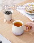 ZENS Tea Mug with Infuser and Lid for Loose Leaf Tea Steeper, 11 oz Embossed Ceramic Tea Cup with Strainers for Tea Steeper, Wood Handle Gradient Tea Cup for Daughter, Collector's Mug Gifts