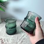RabyLeo 1 piece of Chinese bamboo leaf relief glass cup, high temperature resistant water cup, high value green cup, stackable tea cup.