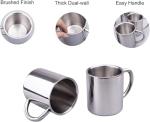 IMEEA Coffee Mugs Unbreakable Double Walled Stainless Steel Mug with Handle 13.5oz/400ml Camping Coffee Mugs, Set of 2