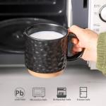 Nihow Ceramic Coffee Mug Set of 4, 16OZ Stackable Coffee Mug Set with Stainless Stand,Large Cup Set for Cappuccino,Tea,Hot/Cold Drinks,Dishwasher & Microwave Safe,Matte Black