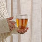 CNGLASS Large Glass Coffee Mugs 12oz,Double Walled Insulated Cappuccino Mug with Handle,Set of 4