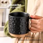 Nihow Ceramic Coffee Mug Set of 4, 16OZ Stackable Coffee Mug Set with Stainless Stand,Large Cup Set for Cappuccino,Tea,Hot/Cold Drinks,Dishwasher & Microwave Safe,Matte Black