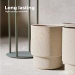 LIBKEN Stackable Coffee Mug Set with Green Stand Rack 4x8oz Ceramic Mugs with Unique Sprinkled Optics - Powder Coated Metal Rack for Space Saving Storage - Dishwasher-Safe - Microwave & Oven Use