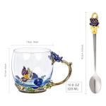 AISVELDY Flower Tea Cup,Butterfly Rose Clear Glass Fancy Coffee Mug with Spoon,Gift Box for Her Mom Wife Grandma Girls Women Christmas Birthday Present Idea for Juice,Hot And Cold Drinks Use