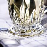 binsakao Turkish Tea Cups Set of 6, Classic Clear Cut 9.6 Oz Footed Glass Tea Cups with Handles, Etched Design