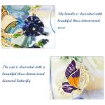 AISVELDY Flower Tea Cup,Butterfly Rose Clear Glass Fancy Coffee Mug with Spoon,Gift Box for Her Mom Wife Grandma Girls Women Christmas Birthday Present Idea for Juice,Hot And Cold Drinks Use