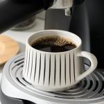 LUKA Ceramic Coffee Espresso Cups with Saucers Set with Metal Holder, 4 oz Porcelain Demitasse Cups For Tea, Espresso, Latte, Coffee, Cafe Mocha, Set of 6, White