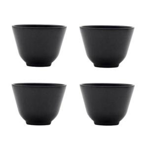 SECHUDO Chinese Small Tea Cups, Anti Scalding and Durable Stainless Steel Teacups with no Handles, Lightweight Tea Cups for Adults, 2oz Tea Cups - Set of 4Pcs(2oz Black Pattern)