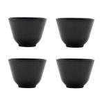 SECHUDO Chinese Small Tea Cups, Anti Scalding and Durable Stainless Steel Teacups with no Handles, Lightweight Tea Cups for Adults, 2oz Tea Cups - Set of 4Pcs(2oz Black Pattern)