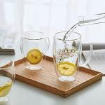 MEWAY 16oz/4 pack Coffee Mugs,Thickened Clear Glass Double Wall Cup with handle for Coffee, Tea, Latte, Cappuccino (16 oz，4)