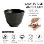 SECHUDO Chinese Small Tea Cups, Anti Scalding and Durable Stainless Steel Teacups with no Handles, Lightweight Tea Cups for Adults, 2oz Tea Cups - Set of 4Pcs(2oz Black Pattern)