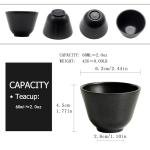 SECHUDO Chinese Small Tea Cups, Anti Scalding and Durable Stainless Steel Teacups with no Handles, Lightweight Tea Cups for Adults, 2oz Tea Cups - Set of 4Pcs(2oz Black Pattern)