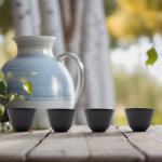 SECHUDO Chinese Small Tea Cups, Anti Scalding and Durable Stainless Steel Teacups with no Handles, Lightweight Tea Cups for Adults, 2oz Tea Cups - Set of 4Pcs(2oz Black Pattern)