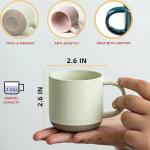 Morandi Color Ceramic Mini Espresso Cups Set of 4 – Double Shots 5 oz Coffee Mugs with Handle, Small Porcelain Modern Style Demitasse Cups for Tea, Latte, Cappuccino, Microwave Dishwasher Safe