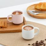 Morandi Color Ceramic Mini Espresso Cups Set of 4 – Double Shots 5 oz Coffee Mugs with Handle, Small Porcelain Modern Style Demitasse Cups for Tea, Latte, Cappuccino, Microwave Dishwasher Safe