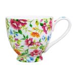 LanHong 16 oz Floral Mugs Bone Porcelain Coffee Tea Cup Cute Coffee Mug Gift for Friend Colleague Dad Mom (White B)