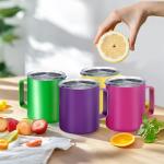 YOUKE OLA 16 Pack Stainless Steel Insulated Coffee Mug Bulk with Handle & Lids, 12oz Vacuum Insulated Double Wall Travel Mug for Hot and Cold Drinks Home Office Car, 16 Colors