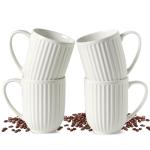 Hasense Coffee Mugs Set of 4, 16 Oz Coffee Mugs with Big Handle, Large Modern White Ceramic Coffee Cups for Latte, Tea, Cocoa, Milk, Cappuccino, Microwave & Dishwasher Safe, Ideal for Housewarming