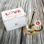 JY-Danbady Enamel Sunflower Crystal Lead-Free Glass Tea Cup with Spoon Set, Present for The Christmas, Valentine's Day.Best Present for Mother, Grandma, Girlfriend, Sister.