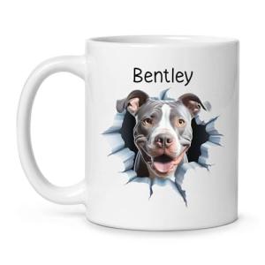 Great Customized Pit Bull Dog Walking Coffee Mugs, Custom Animal Themed Travel Cup Present 11oz 15oz, Awesome Personalized Name On Pit Bull Dog Keepsake Tea Cup Gift For Child