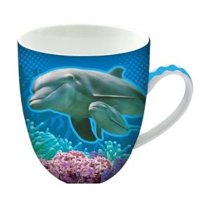 Animug Dolphin Coffee Mug from Deluxebase. 15 Fl Oz Animal Print Ceramic Mug. Dishwasher Safe Dolphin Cup with Handle. Attractive Novelty Coffee Mugs. Funny Mugs and Cute Gifts for Kids and Adults