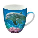 Animug Dolphin Coffee Mug from Deluxebase. 15 Fl Oz Animal Print Ceramic Mug. Dishwasher Safe Dolphin Cup with Handle. Attractive Novelty Coffee Mugs. Funny Mugs and Cute Gifts for Kids and Adults