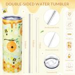 Funnymoom 2 Pack Bee Themed Party Gifts Set Skinny Tumbler 20 oz Travel Coffee Mug Socks Novelty Cute Animals, Honey Christmas Birthday for Lovers Party