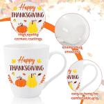 Whaline 6 Pack Fall Mugs 11oz Hello Fall Thanksgiving Coffee Mug Pumpkin Turkey Maple Leaf Ceramic Mugs Autumn Season Party Cups for Home School Office Table Centerpieces Housewarming Gift
