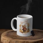 Cute Bear Coffee Mugs For Autumn Enthusiast, Personalized Happy Fall Yall White Mugs, Seasonal Bear Design Mugs, Cozy Fall Gift Idea For Kids, Customized Name Bear Travel Cups, Birthday Present